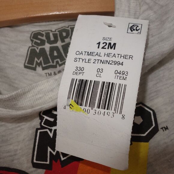 NEW Super Mario and Yoshi Here We Go Nintendo T Shirt 12 Months Baby Tee - Picture 4 of 5